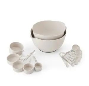 Pro 14 Piece Recycled Plastic Baking Set with Mixing Bowl - Beige Bakeware Kitchen