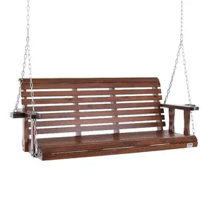 Summervibes VEVOR Wooden Porch Swing 5.5 ft, Patio bench swing for Courtyard Garden, Upgraded 880 lbs Strong Load Capacity, Heavy Duty Swing Chair Bench with Hanging Chains for Outdoors, Brown