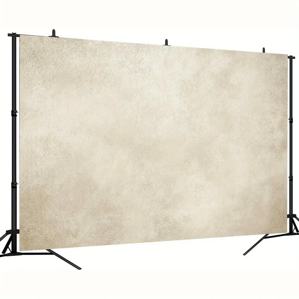 1pc 2D Flat Light Beige Overcast Sky Photo Backdrop Banner - Soft Pastel Cloud, Multiple White Tree Ornaments Design - Decorative Multifunctional Textile for Christmas, Wedding Decoration, Prints, Holiday Decor, 2D Flat Material