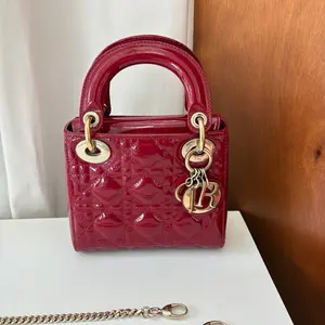 Pre-owned Dior leather Crossbody Bags Lady red mini shoulder patent bag