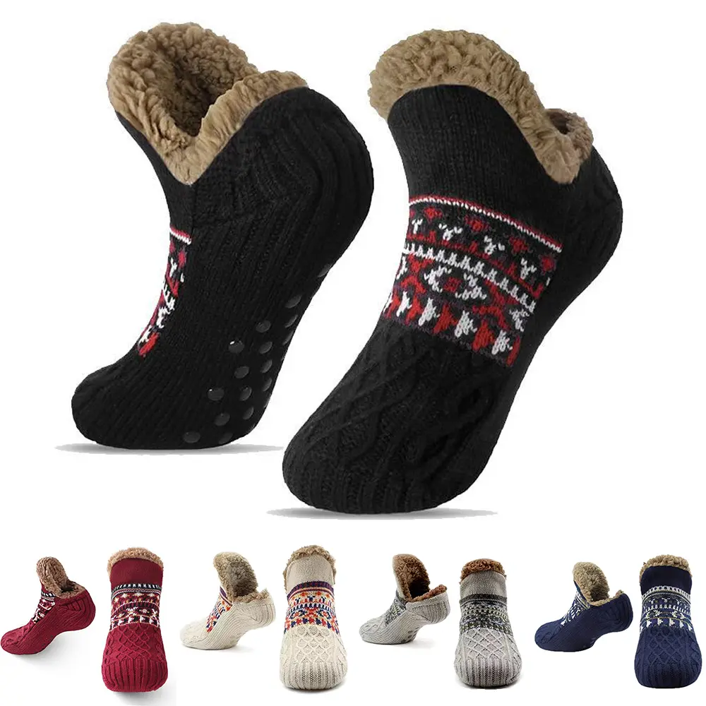Autumn and Winter Warm Floor Socks, Home Anti-Slip Socks for Women and Men, Maternity, Snow, and Sleep Socks Women's Indoor Slippers, Floor Socks with Lining, Non-Slip House Slippers for Home