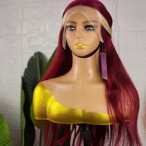 BQUEENS BELLA Red Wine & Blonde Skunk Stripe Color Wig 13*4 Lace Front Wig human hair