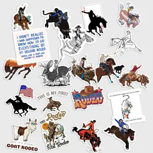 Sticker Pack 20 Rodeo Western Vinyl Sticker, Cowboy Bull Riding Decal for Laptop