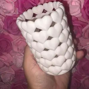 3D Heart Shape Makeup Brushes Holder - White Heart Design for Makeup