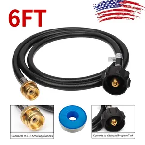 6Ft Propane Regulator Hose Replacement, Outdoor Indoor Low Pressure Propane Gas Line Hose, Compatible with Mr. Heater Big Buddy Portable Heater, Grill, Fire Pit, Camping Stove, Propane Tank Connection Accessory