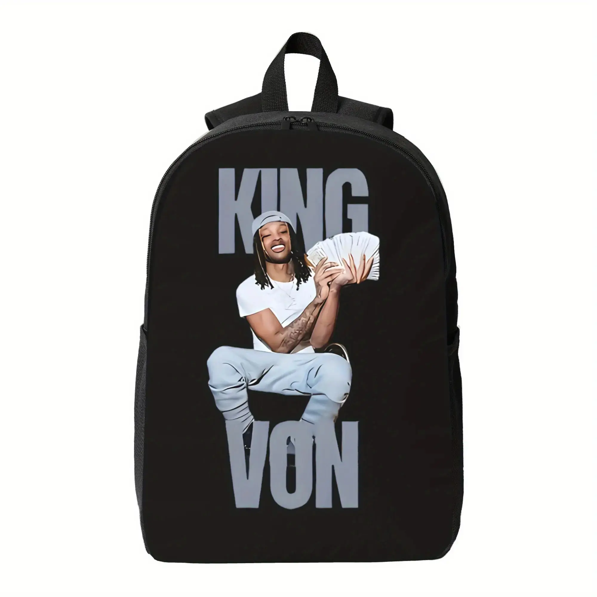 Retro Street Hip Hop Graphic Polyester Backpack For Teens, Lightweight Elegant Fashion School Daypack, Stylish Printed Bookbag For Daily Casual Travel Use