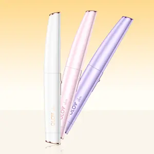 Facial Hair Removal for Women, Painless Eyebrow Trimmer with Pivoting Head, Electric Battery Operated Body Hair Remover with 2 Replaceable Blade for Face Neck Chin Bikini, White