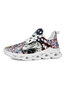 Exclusive Recommendation American Eagle Pattern Sneakers, Patriotic Print, Fashionable Design, Thick Sole, Versatile for Parties