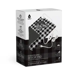 212 MAIN Extra Large Gingham Black 2XL Electric Heating Pad, Washable Heating Pad for Cramps