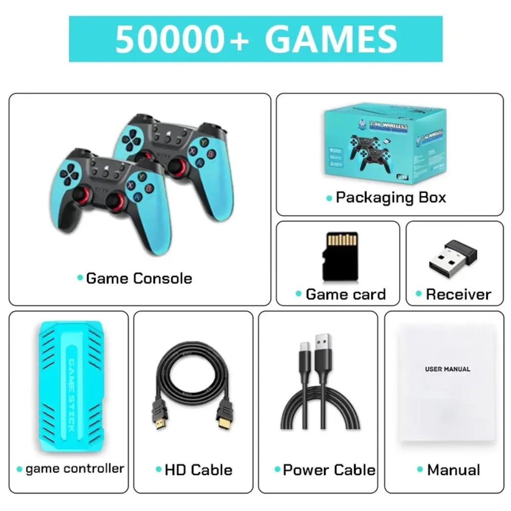 U36 Wireless Game Stick S905 4K HDMI TV Gaming Console 128G Portable Home Entertainment