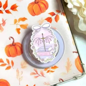 Fantasy Book Club MagSafe Phone Grip Sword Bat Wings Pop Socket Aesthetic Phone Holder Kindle Grip Book Lover Gift for Her Dark Academia Cute Accessory