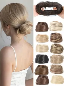 Women's Basic Bun Hairpiece, Synthetic Straight Hair Bun, Natural Look Hair Extension, Easy-To-Wear, Perfect for Parties & Everyday Styling, Synthetic Hairpieces