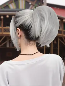 6-Inch Short Straight Ponytail Wig, Natural Fluffy Hair Piece, Synthetic Hair Extensions for Women & Girls, Suitable for Various Occasions, Synthetic Soft Hairpieces