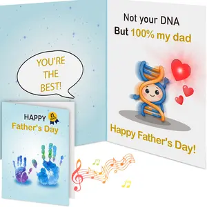 Musical Light-Up Stepdad Father's Day Card – Vibration & Glowing Heart Interactive Greeting Card for Bonus Dad, Keepsake Gift