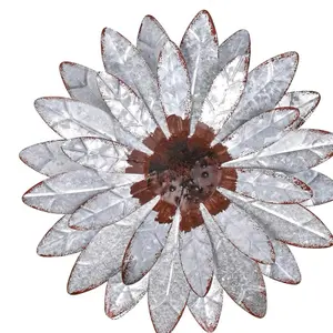 Galvanized Farmhouse Metal Flowers Wall Decor Rustic Art Decorations Hanging For Indoor Living Room Outdoor Porch 12x12 Inches