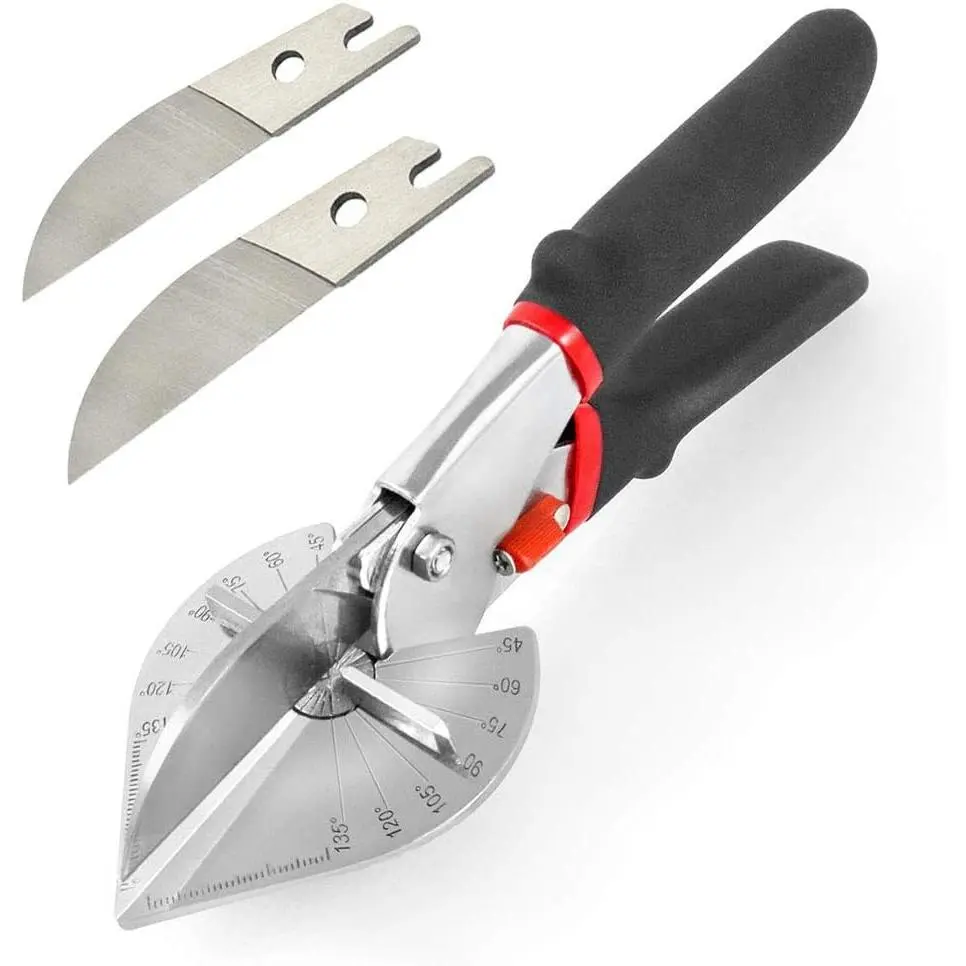 Multi Angle Miter Shear  Hand Tools,45-135 Degree Adjustable Angle  Trim Shears Tools for Vinyl  Molding Trim, 2 Extra Spare  Included