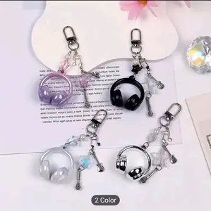 Unisex New INS Style Music Headphone Keychain | Creative Mini Microphone Guitar Music Note Accessory, Personalized Phone Strap Bag Charm, Music Festival Music Lover Gift