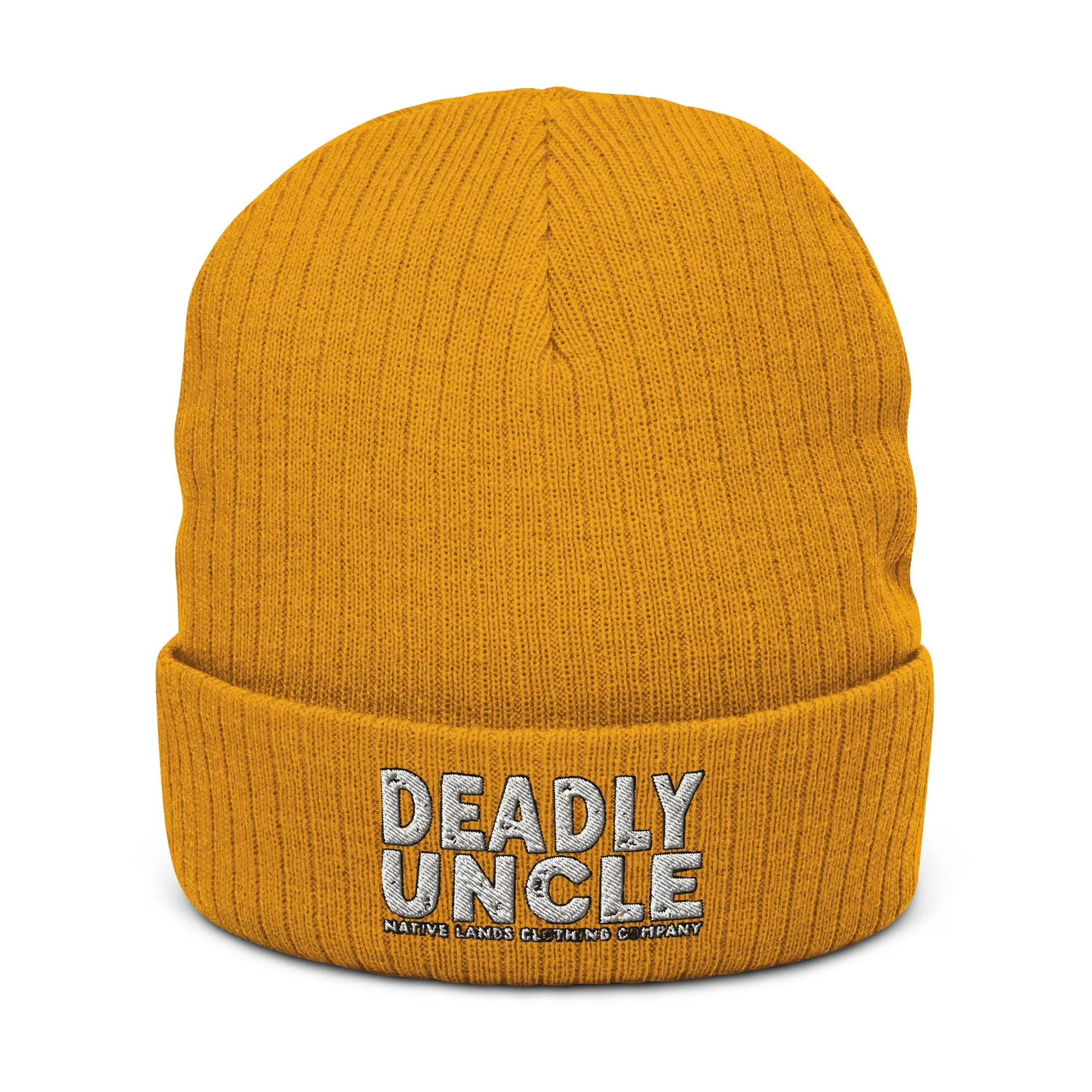 Deadly Uncle Embroidered Ribbed-Knit Beanie  - Honoring First Nations, Inuit, Native American Indigenous Cultures