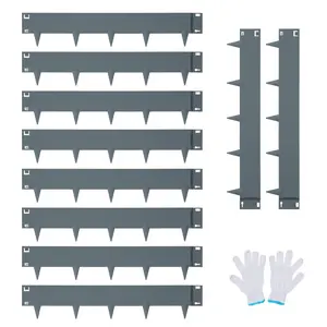 Galvanized Steel Landscape Edging 10-Pack,Metal Edging for Landscaping with Stakes,Bendable Garden Edging Border for Garden Yard Pathway Divider,Gray
