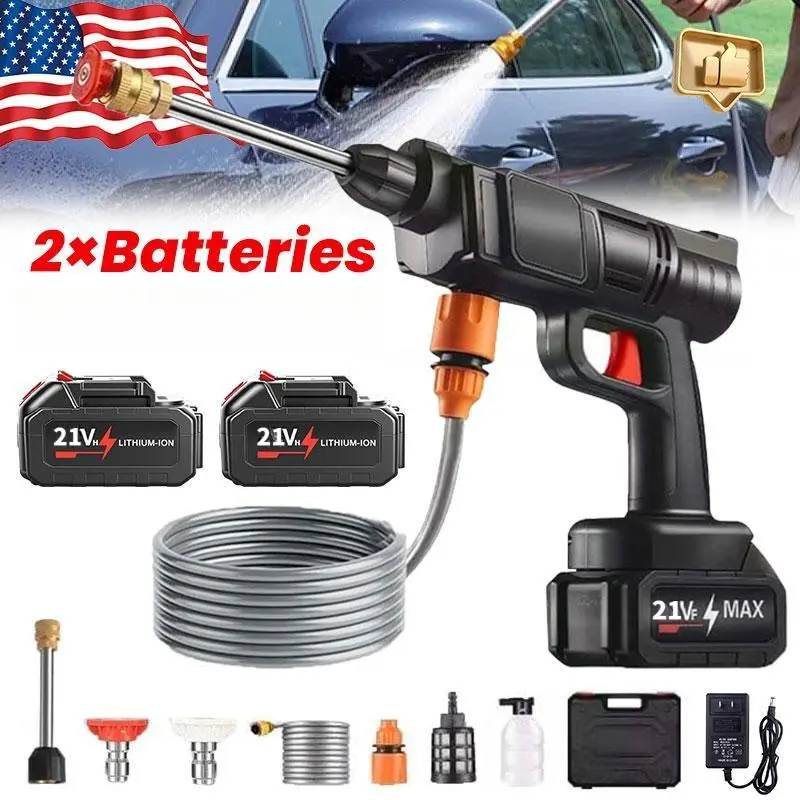 Cordless Portable Pressure Washer, High-Pressure Car Wash Sprayer with 2 Batteries for Vehicle Washing, Driveway Cleaning, Outdoor Furniture Rinsing, Cordless Pressure Washer