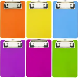 4x6in 6 Pack Translucent A6 Size Mini Plastic Clipboards with Retaining Clips, Colorful Pocket Clip Boards for Classroom Restaurants Office Gifts