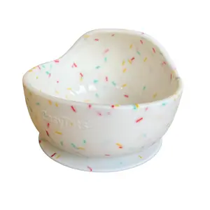 Baby Utensils for Self-Feeding, 100% Food Grade Silicone suction bowl for Baby Led Weaning, Dishwasher safe, oven safe, and microwave safe  (Sprinkle)