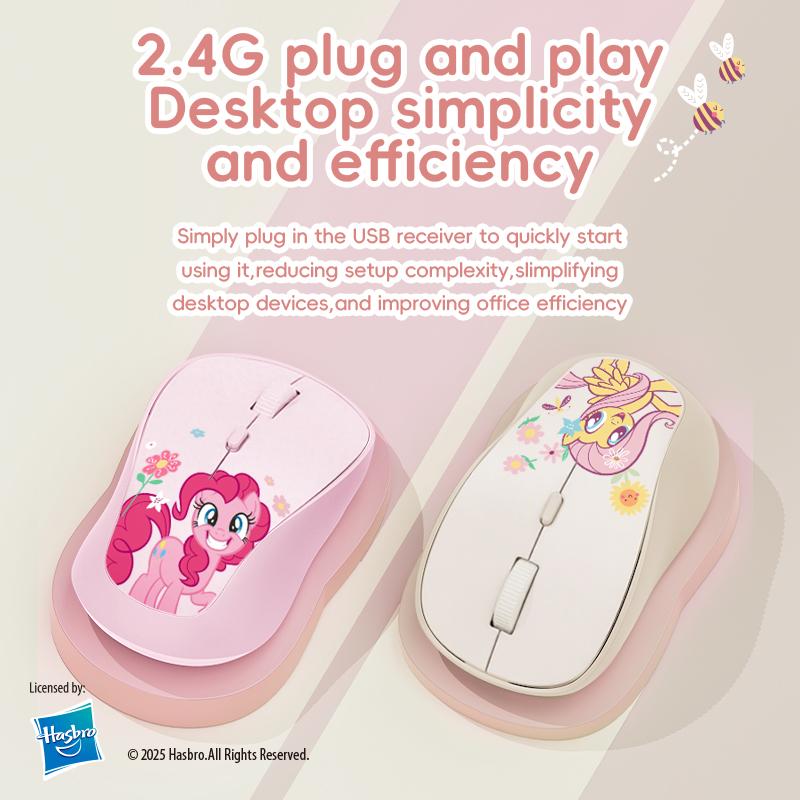 My Little Pony M02 Wireless Mouse Ergonomic Design 2.4 GHz Silent Operation Adjustable DPI Portable Universal Gift for Birthdays Valentine's Day Pink Stickers Slim Mouse TikTokShopHolidayHaul