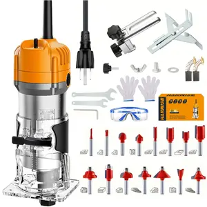 HANWISE Compact 800W Wood Router, 35000RPM, Router Power Tool With 15 1/4 Inch Routers, Used For DIY Woodworking, Slotting, Carving, Precise Edge Trimming And Contour Processing, Rotary Tool, Woodworking Tools, Valentine's Day Gift, Birthday Gift