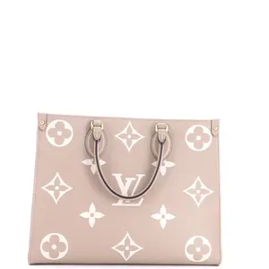 Pre-owned Louis Vuitton Leather Shoulder Bags OnTheGo Tote Bicolor Monogram Empreinte Giant MM by Rebag