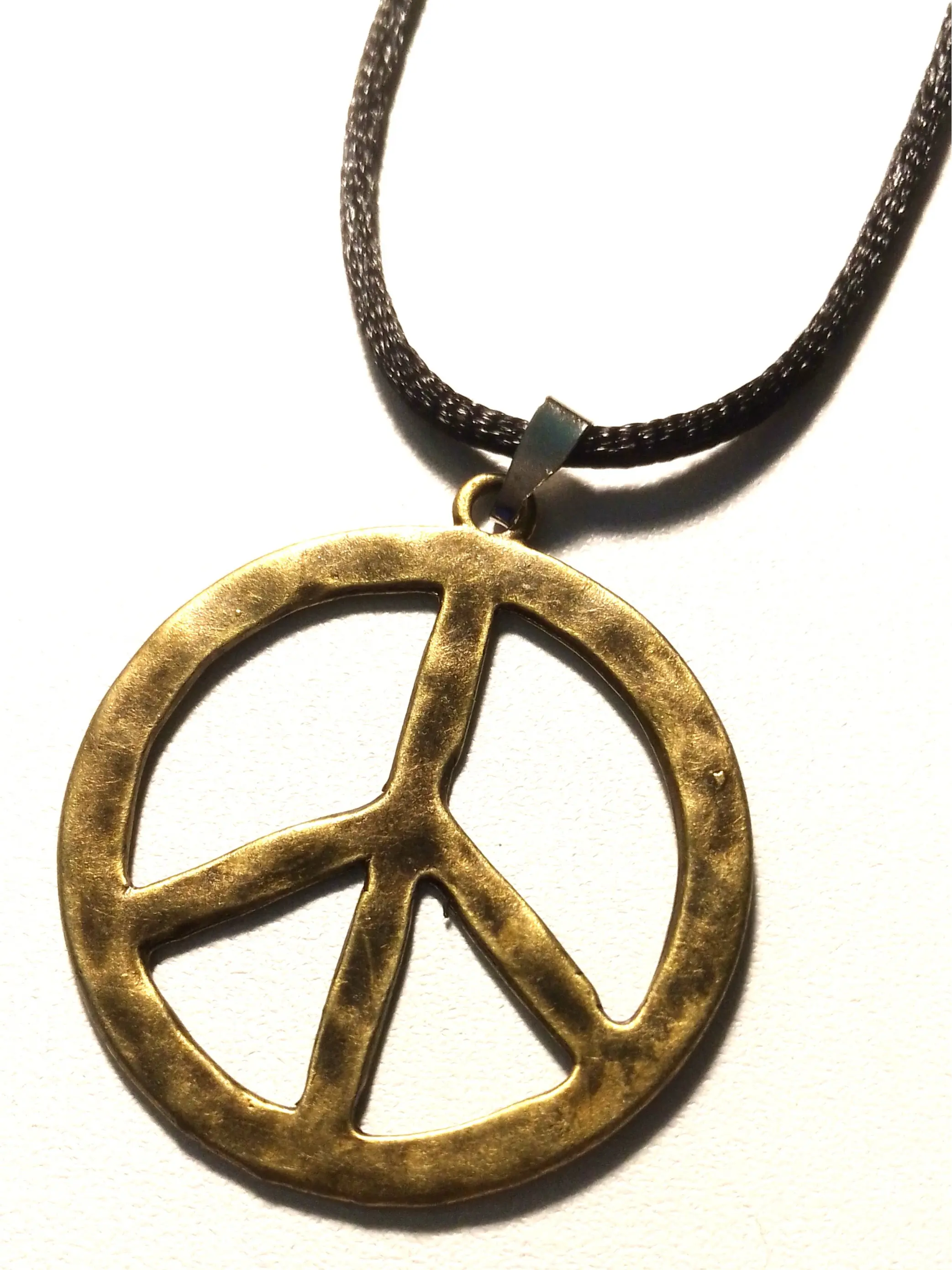 Large Vintage Style Hippie Peace Sign Pendant Necklace Choker Boho Man Gift 18" Unique Design