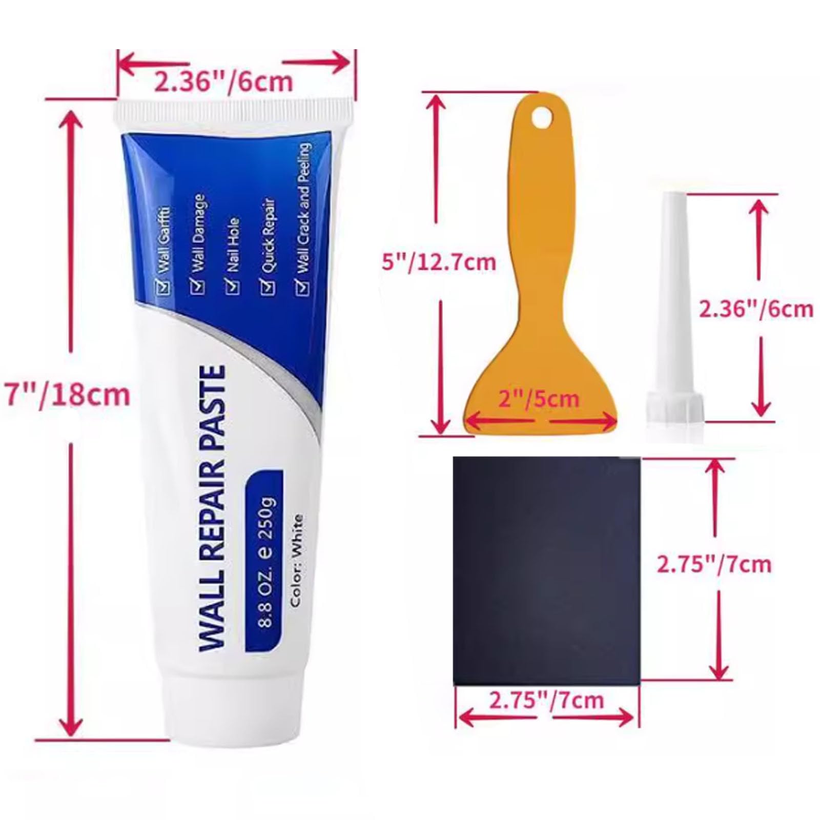 Drywall Repair Kit, 3 Pack Wall Mending Agent, Wall Patch Repair Kit with Scraper, Simple Filling of Wall Holes＆Efficient Crack Repair