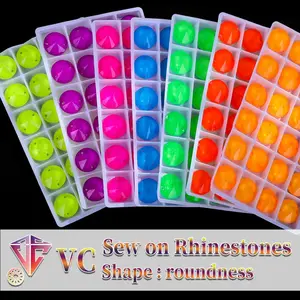 VC Neon Fluorescent Roundness Sew on Rhinestone Roundness Sewing Diamond Glass Diamond Flatback DIY Accessories Wedding crystal crown