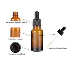 Amber Glass Dropper Bottles 2pc-18pc, 5ML-30ML Leakproof Portable Travel Essential Oil Dispenser, Super Convenient Carry-On Storage Bottles