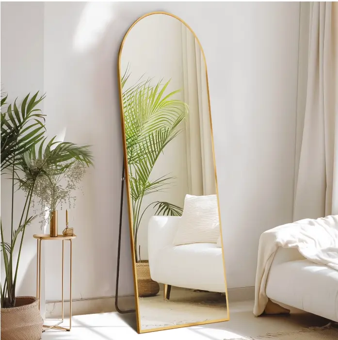 59"x16" Arched Full Length Mirror, Full Body Standing Mirror Floor Mirrors, Gold 59"x16" Arched Full Length Mirror, Full Body Standing Mirror Floor Mirrors, Gold