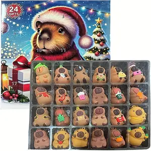 Capybara Christmas Calendar, 24 Days Countdown, Includes 24 Capybara Decorations, 3D Collectible, Cute Animal Gift Box, Holiday Decoration