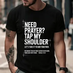 Need Prayer Tap My Shoulder Bible Verse Christian T-Shirt Graphic Tees Streetwear