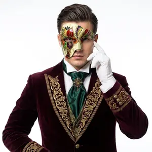 Red Men Costume Phantom of The Opera Half Face Masquerade Party Masks