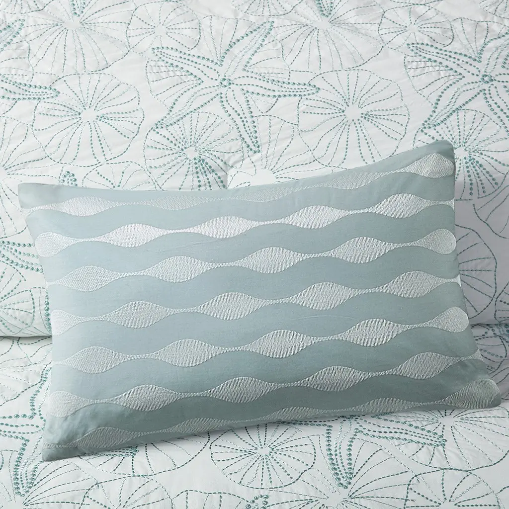 Rectangular Lumbar Throw Pillow in Soft Blue, 12x20 Inch Oblong Accent Cushion for Sofa, Couch, Bed, Living Room, Bedroom – Modern Boho Farmhouse Decor, 1 Count