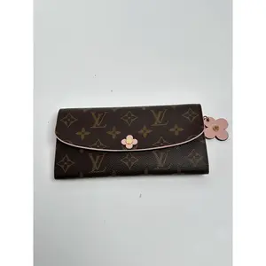 Pre-owned Louis Vuitton Canvas Long Wallet Monogram Emilie Long Envelope Wallet Rose Ballerine Flower JD330LV