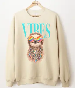 Vibes Sloth Graphic Top