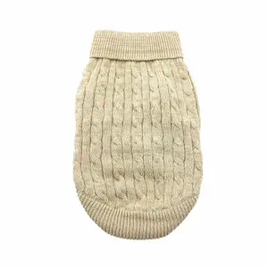 Combed Cotton Cable Knit Dog Sweater - Oatmeal