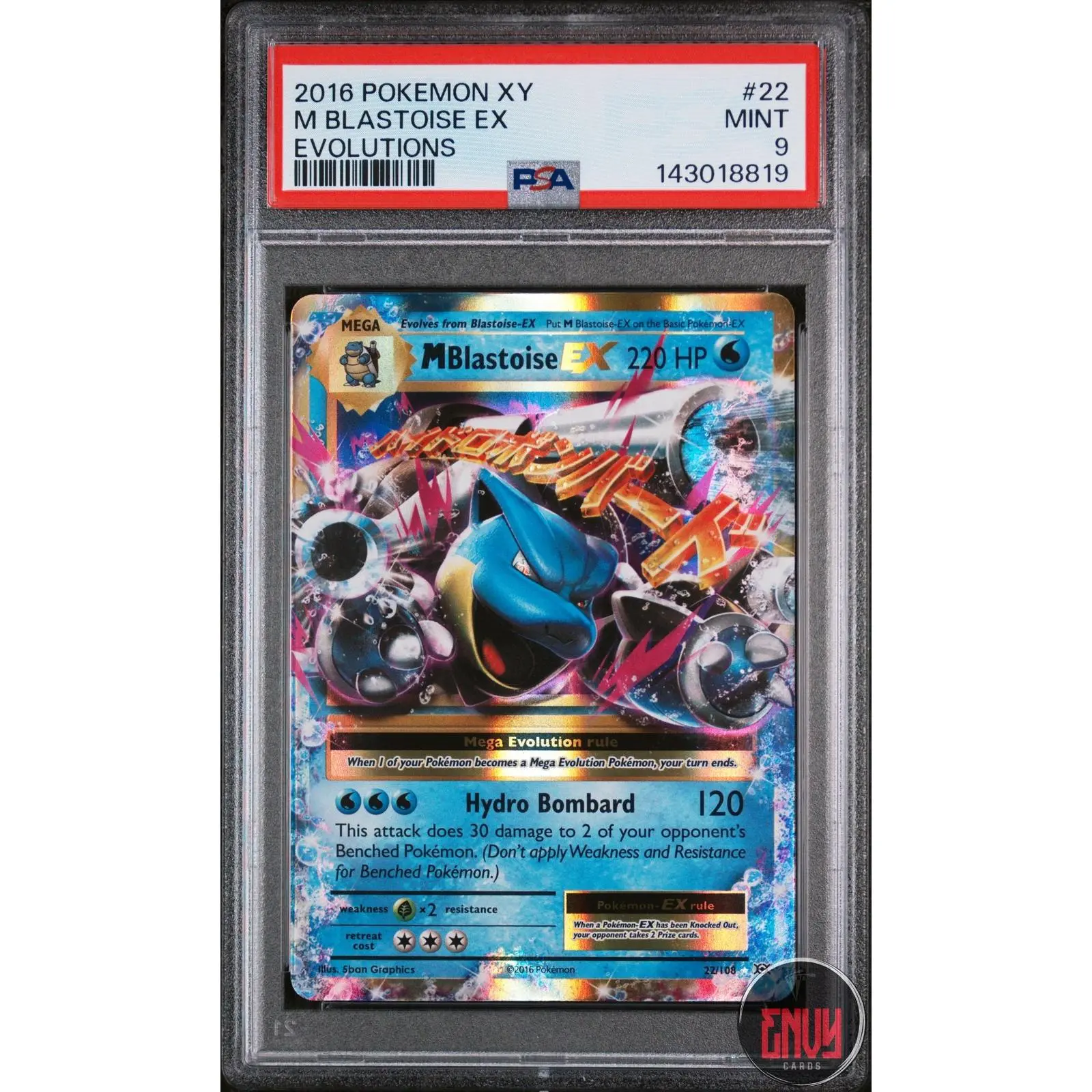 M Blastoise EX 22/108 Evolutions Pokemon PSA 9