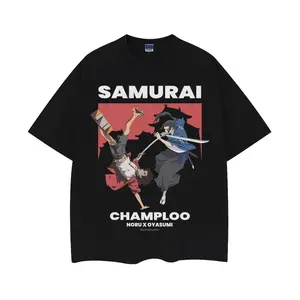 Samurai Champloo "Mugen and Jin" Vintage Oversized Tee - 100% Cotton, Anime Lover Design, Original Anime Clothing Black Man Streetwear Tshirt