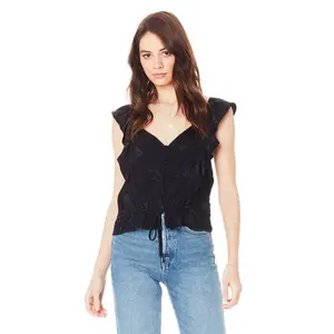 Carson Ruffle Black Sleeve Blouse