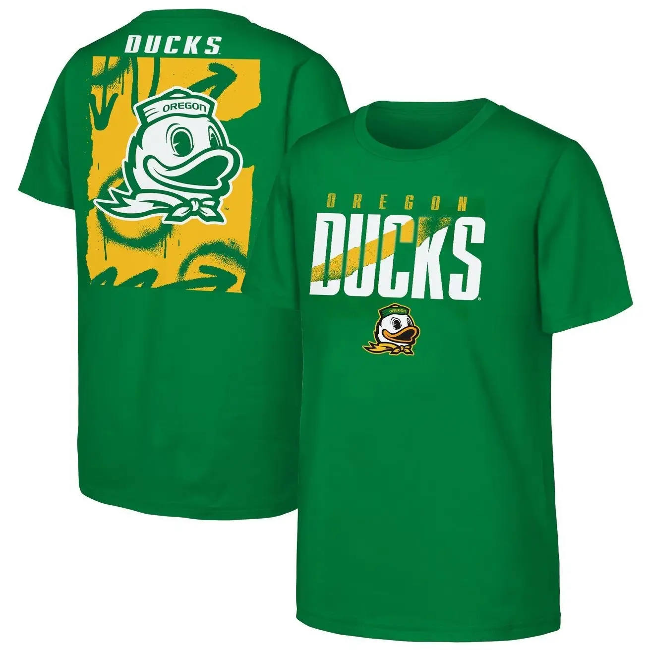 Oregon Ducks Outerstuff Vintage Graphic T-Shirt, Oversized Streetwear Tee, Premium Cotton Short Sleeve Top, Retro Y2K Casual Unisex Shirt for Men & Women  Cut Through T-Shirt - Green