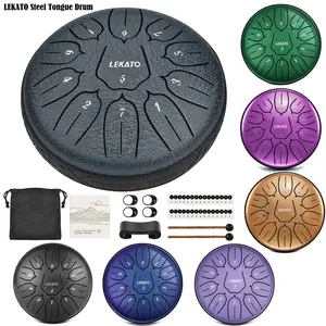 {Free Shipp} LEKATO Steel Tongue Drum 6 Inch 11 Note, with Drumsticks & Finger Cots Accessories, Tongue drum D Major Handpan Drum for Meditation Yoga Musical Education, Handpan drum for Families/Friends Multifunction,Musical Experience