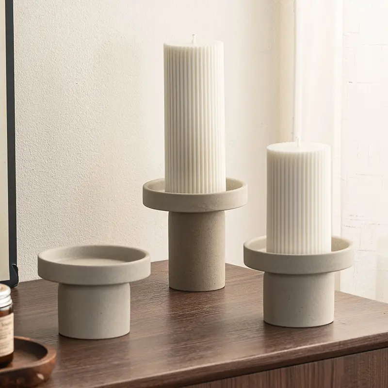 CEEFU Vintage Minimalist Ceramic Candle&In Holder 1200°C Fired Natural Clay with Grain Texture Drip-Resistant Sturdy Tabletop Stand for Home Decor Ideal for Bedroom Living Room Wedding Party Candles Not Included - Ornamnts,Halloween Decor,Trick or Treat