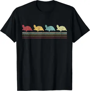 100% Cotton Vintage Tortoises Turtle Lover Funny Tortoise Retro T-Shirt