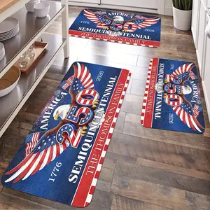 JIT 1/2/3 pc of flannel flag Memorial Day and Independence Day White Eagle Embroidered Carpet for Multi-Scene Use as Decorative Carpet - Kitchen Carpet Set, Flannel Washable Side-Edge Soft Carpet, Suitable for Kitchen, Bedroom, etc.