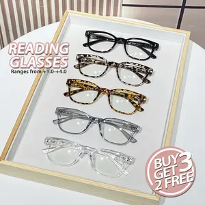 Women's Plastic Square Reading Glasses, Vintage Elegant Classic Trendy Small Fashion Eyewear, 5 Pairs Simple Unique High-Quality, Reading Eyeglasses